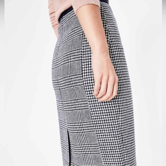 BODEN British Tweed Navy & Cream Houndstooth Pencil Skirt Size 10 - Picture 2 of 6
